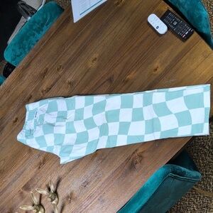 DuVin Mint and White Checkered Beach Pants
